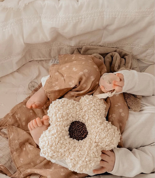 Mocha sherpa daisy pacifier holder